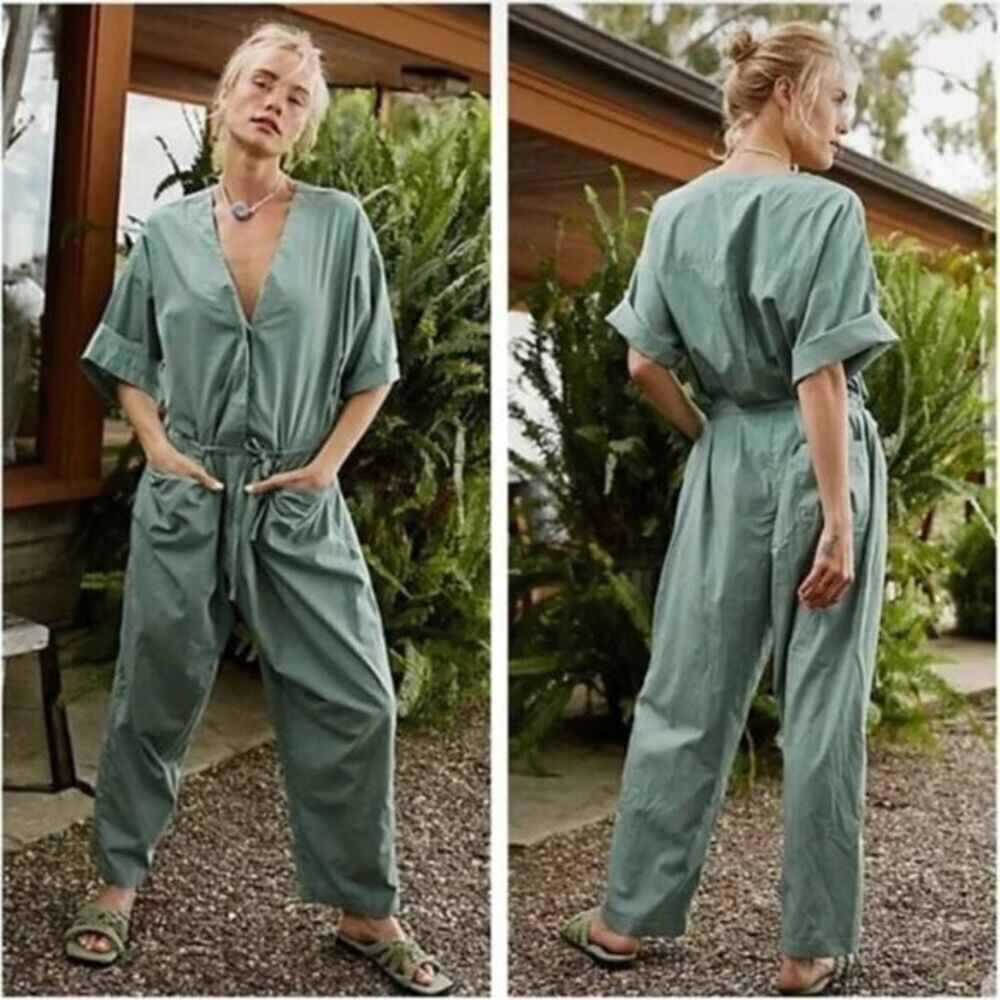New!‎ Free People Free-est Feels So Right Jumpsuit Green One Piece , size S